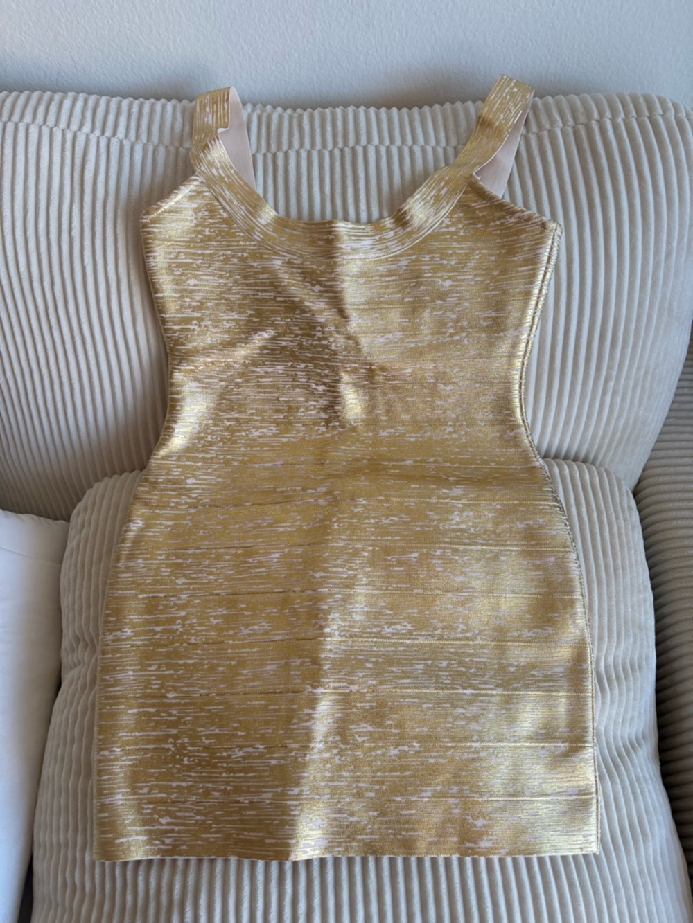 women’s gold bandage mini dress